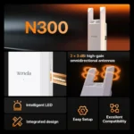 Tenda N300 Single Band WiFi Extender, Repeater Booster with Ethernet Port, Up to 800 Sq. Ft. 2 Tenda N300 Single Band WiFi Extender, Repeater Booster with Ethernet Port, Up to 800 Sq. Ft.
