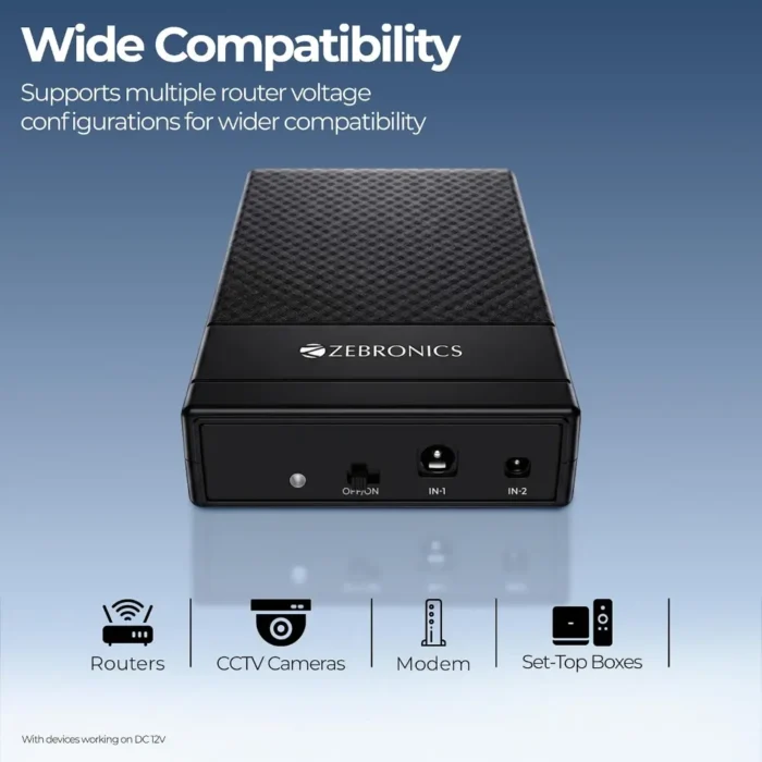 Zebronics 4000mAh Battery, Upto 4 Hours Backup, 3A Output, Dual Input Ports, Fast Charging Router UPS