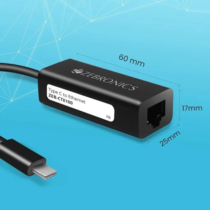Zebronics ZEB-CTE100 Type C to RJ45 Ethernet LAN Adapter Zebronics ZEB-CTE100 Type C to RJ45 Ethernet LAN Adapter