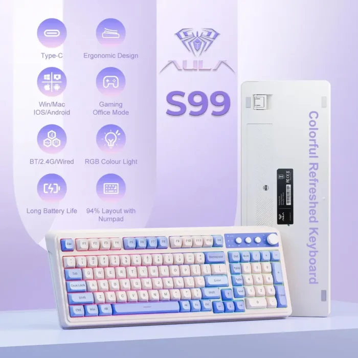 Aula S99 3 in 1 World's First Silicon Membrane Gaming Keyboard