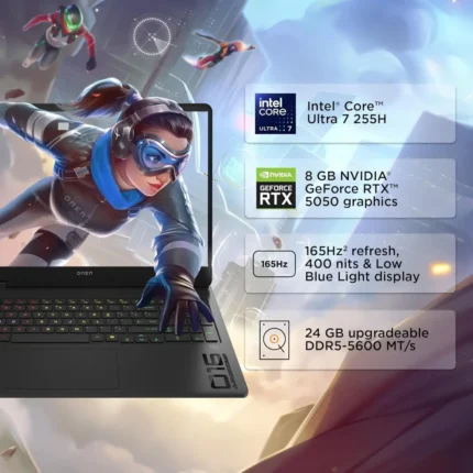 HP Omen 16, Ultra 7 255H, 8GB RTX 5050, 24GB DDR5, 1TB SSD, Win 11, Office 24, 2K IPS 165Hz Gaming Laptop