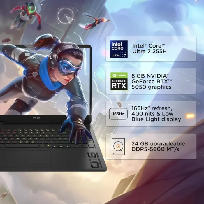 HP Omen 16, Ultra 7 255H, 8GB RTX 5050, 24GB DDR5, 1TB SSD, Win 11, Office 24, 2K IPS 165Hz Gaming Laptop HP Omen 16, Ultra 7 255H, 8GB RTX 5050, 24GB DDR5, 1TB SSD, Win 11, Office 24, 2K IPS 165Hz Gaming Laptop