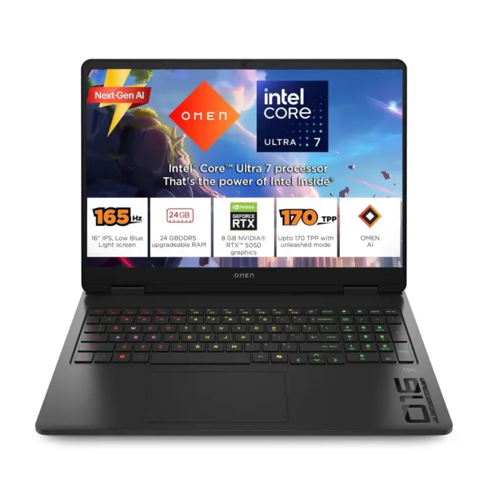 HP Omen 16, Ultra 7 255H, 8GB RTX 5050, 24GB DDR5, 1TB SSD, Win 11, Office 24, 2K IPS 165Hz Gaming Laptop HP Omen 16, Ultra 7 255H, 8GB RTX 5050, 24GB DDR5, 1TB SSD, Win 11, Office 24, 2K IPS 165Hz Gaming Laptop