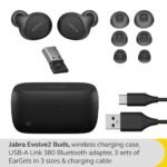 Jabra Evolve2 Buds ANC, 6 MIC, 33 Hrs Battery, MultiSensor Voice with Link 390 USB-A Adapter 2 Jabra Evolve2 Buds ANC, 6 MIC, 33 Hrs Battery, MultiSensor Voice with Link 390 USB-A Adapter