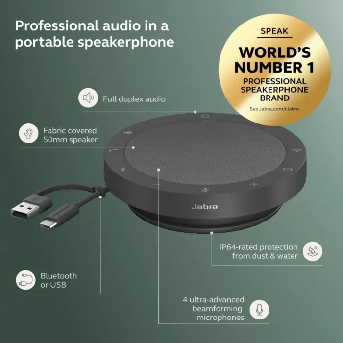 Jabra Speak2 75 Wireless Bluetooth Speakerphone with USB-A Bluetooth Adapter Jabra Speak2 75 Wireless Bluetooth Speakerphone with USB-A Bluetooth Adapter