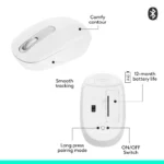 Logitech M196 Bluetooth Wireless Mouse - White 5 Logitech M196 Bluetooth Wireless Mouse