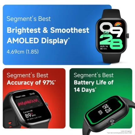 Home 8 REDMI Watch Move 1.85 Inch Premium AMOLED Smart Watch