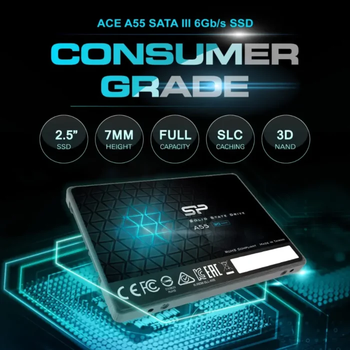 SP Silicon Power Ace A55 512GB Up to 560MB/s, Speed 2.5 Inch SATA III SSD
